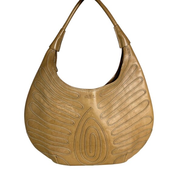 Tramontano Napoli Tan Leather Boho Hobo Shoulder Bag Handbag Purse - Picture 2 of 15
